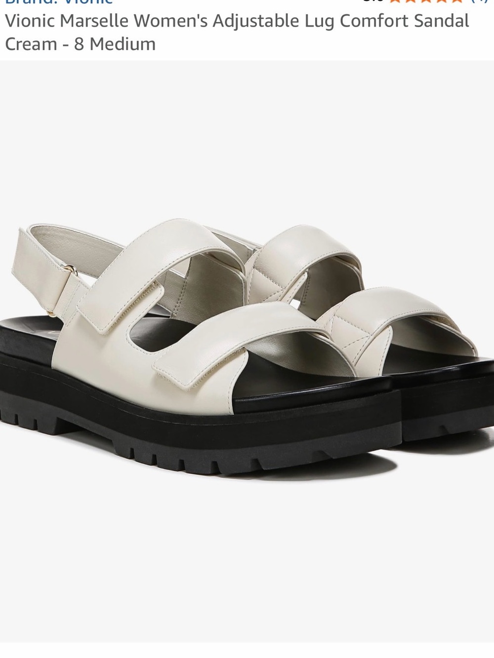 Vionic Marselle Cream Dual-Strap Lug Sandal with Adjustable Back Strap